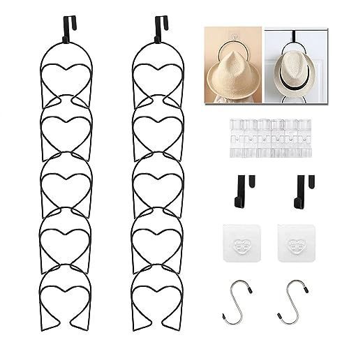 lot 6958 image: LINFIDITE 10 Pack Hat Rack Hanger Holder Organizer Closet Hanging Baseball Cap Display Storage Rack Wig Rack Over Door Wall Mounted for Scarves Handbags Towels Clothes Ties w Hanging Hook Black