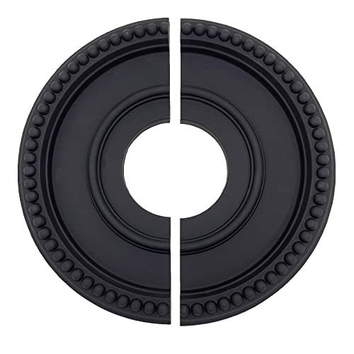 lot 6983 image: Split Ceiling Medallion 1 Pcs Round Ceiling Light Medallions Ceiling Light Medallion for Light Fixtures and Ceiling Fans, 12 12OD x 3 78ID, Black