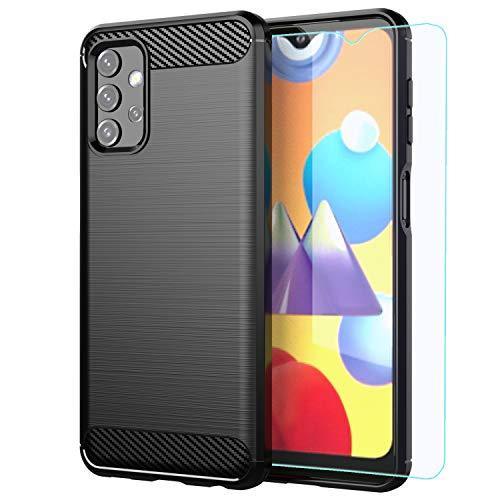 lot 7278 image: Samsung A32 5G case,Galaxy A32 5G case,with HD Screen Protector,M MAIKEZI Soft TPU Slim Fashion Non-Slip Protective Phone Case Cover for Samsung Galaxy A32 5G (Black Brushed TPU)