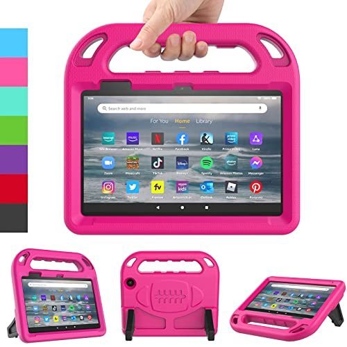 lot 7283 image: SUPNICE Kids Case for All-New Fire 7 (Latest 12th Generation 2022 Release), Lightweight Shockproof Handle with Stand Kid-Proof Case for Amazon Fire 7 inch Tablets - Rose