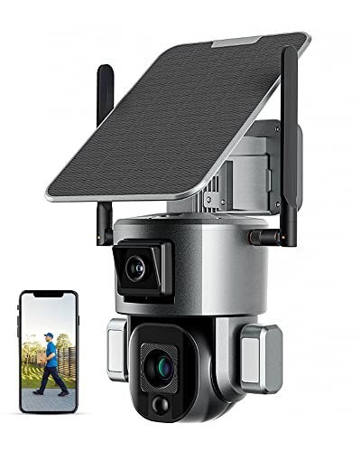lot 8422 image: 4K Solar Security Cameras Wireless Outdoor with Wireless 2.4G Wi-Fi 360° View, Solar Security Camera with AI Motion Detection, Infrared Night Vision,10x Optical Zoom, PTZ Control, 2-Way Talk, IP66