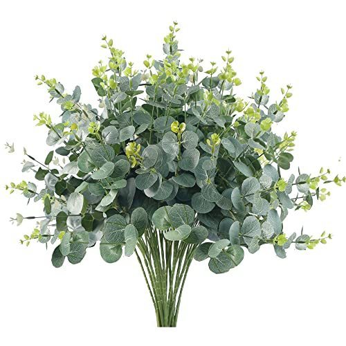 lot 8464 image: Sggvecsy 3pcs Artificial Eucalyptus Leaves Fake Eucalyptus Branches Faux Silk Eucalyptus Stems Green Silver Dollar Eucalyptus Plant for Spring Summer Home Wedding Table Decor (Green)