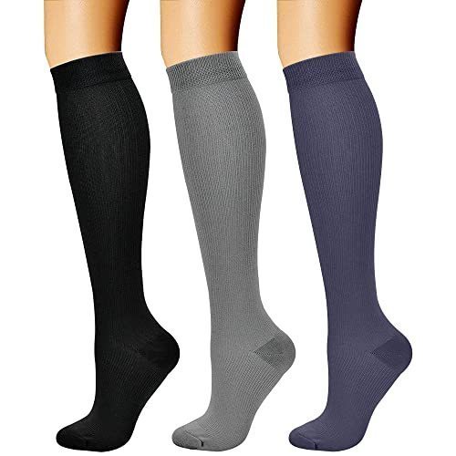 lot 4321 image: CHARMKING Compression Socks for Women & Men Circulation (3 Pairs) 15-20 mmHg is Best Athletic for Running, Flight Travel, Support, Cycling, Pregnant - Boost Performance, Durability (SM, Multi 53)