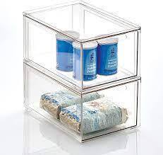 lot 3377 image: mDesign Stacking Clear Storage Drawers, 2 Pack