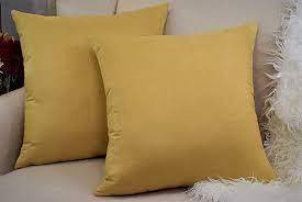 lot 3541 image: Two Pcs Suede Throw Pillow Covers, Yellow