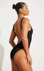 lot 5332 image: Womens Low Back One Piece Swimsuit, Black L