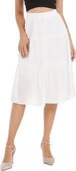 lot 5389 image: UrbanCoco Womens Soft Elastic High Waisted Skirt, White XL