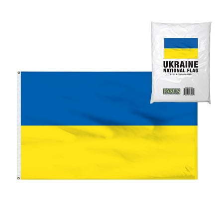 lot 1470 image: Ukrainian National Flag 3 x 5-Ft Polyester with Brass Grommets 2 Pack
