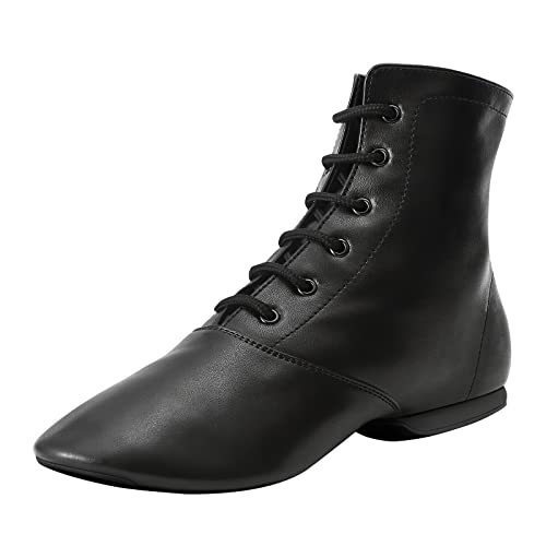 lot 4044 image: Jazz dance boots Split Sole for Women and Mens Leather Dancing shoes, Black (12.5W  11.5M)
