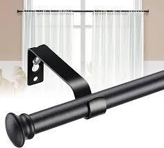 lot 6299 image: Metal Curtain Rod w Extra Support Brackets (Black)