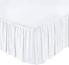 lot 4408 image: Platform Ruffled Bed Skirt w Split Corners, White, Twin