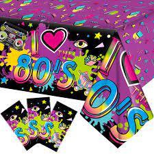 lot 6287 image: 80s Themed Plastic Table Cover 108x54