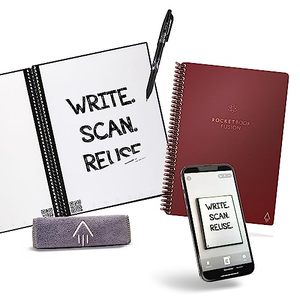 lot 9014 image: Rocketbook Planner & Notebook, Fusion  Reusable Smart Planner & Notebook  Improve Productivity with Digitally Connected Notebook Planner  Dotted, 6 x 8.8, 42 Pg, Scarlet Sky