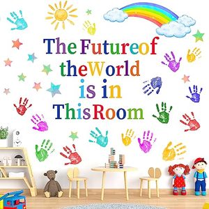 lot 9019 image: Colorful Inspirational Quotes Wall Decals Vinyl Paint Splatter Handprint Wall Stickers Motivational Sticker Positive Saying Wall Decals for Classroom School Kids Bedroom Playroom Nursery Wall Decor
