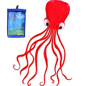 lot 9021 image: Hengda Kite Software Octopus Flyer Kite with Long Colorful Tail for Kids, 31-Inch Wide x 157-Inch Long, Large, Red