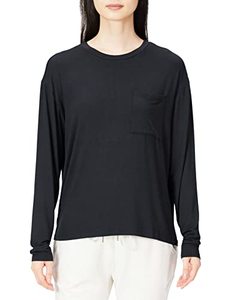 lot 9022 image: Daily Ritual Womens Jersey Relaxed-Fit Long-Sleeve Pocket Shirt, Black, Large