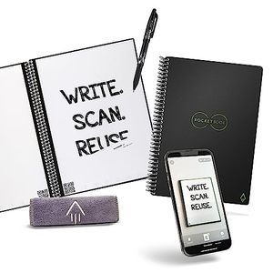 lot 9034 image: Rocketbook Core Reusable Smart Notebook  Innovative, Eco-Friendly, Digitally Connected Notebook with Cloud Sharing Capabilities  Dotted, 6 x 8.8, 36 Pg, Infinity Black, with Pen, Cloth, and App Included