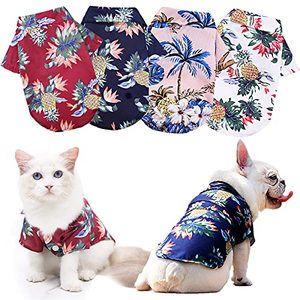lot 9042 image: Coppthinktu 4 Pack Hawaiian Dog Shirt, Breathable Summer Sweatshirts Dog Clothes, Beach Pet Shirt Dog Polo T-Shirts for SmallMedium Dogs Cats, 4 Different Designs, Small
