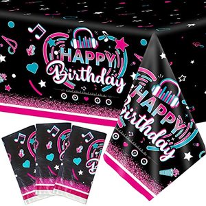 lot 9045 image: Music Party Tablecloth Happy Birthday Table Cover Decoration Music Note Social Media Themed