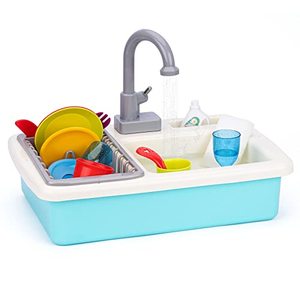 lot 9051 image: 20 PCS Baby Bath Play Sink Toys, Kids Toy Sink, Electric Dishwasher Play Kitchen Set with Running Water for Kids Toddler - 3-4 Years Old Boys and Girls Pretend Play