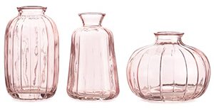 lot 9053 image: MOLIMAO Bud Vase Set of 3 Small Vase Mini Glass Vase for Desktop Centerpieces Decor,Handmade Vase for Flowers (Pink)