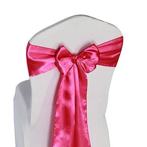 lot 9064 image: WELMATCH Hot Pink Satin Chair Sashes Ties - 12 pcs Wedding Banquet Party Event Decoration Chair Bows (Hot Pink, 12)