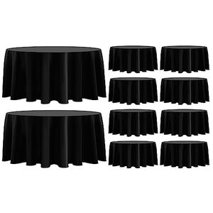 lot 9070 image: Aocoz Black Tablecloth-70 Inch Round Tablecloth, 10 Pack Stain-Wrinkle Resistant, and Washable, Decorative Polyester Table Cover for Holiday, Buffet Parties, and Wedding, Fits Square or Round Table