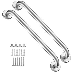 lot 9071 image: 2 Pack 16 Inch Shower Grab Bar Satin Brushed Nickel, ZUEXT Stainless Steel Safety Grab Bar Handle, Bathroom Balance Bar, Safety Hand Rail Support - Handicap, Elderly, Injury, Senior Assist Bath Handle
