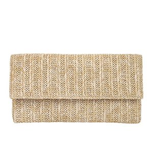 lot 9077 image: JNB Natural Straw Flat Clutch, Natural Medium