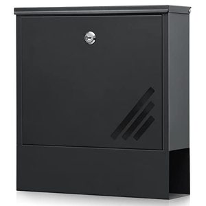 lot 9085 image: xydled Wall Mounted Mailbox with Lock,Secure Locking Mailbox for Outside, Large Steel Hanging Mailbox Modern Lockable Wall Mailbox for Residential with View Window, 12.8 x 12 x 3.54Inches,Black