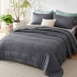 lot 9086 image: Bedsure King Comforter Set - Cooling and Warm Bed Set, Dark Grey Reversible All Season Cooling Comforter, 3 Pieces, 1 King Size Comforter (102x90) and 2 Pillow Cases (20x36)