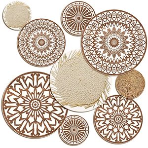 lot 9945 image: Boho Basket Wall Decals Round Modern Boho Wall Stickers Peel and Stick Removable Bohemian Decor Rustic Adhesive Boho Wallpaper for Home Office Living Room Bedroom (Simple)