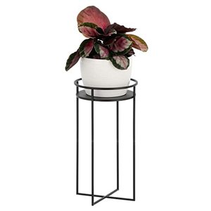 lot 9950 image: mDesign Mid Century Planter IndoorOutdoor Modern Plant Stand for Flowers, Greenery, Succulents, Vases and Pots - Metal Steel Design - 15 Tall - Matte Black