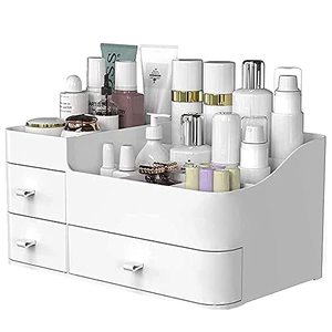 lot 9951 image: ONXE Makeup Organizer with Drawers,Large Capacity Countertop Organizer for Vanity,Bathroom and Bedroom Desk Cosmetics Organizer for Skin Care,Brushes, Eyeshadow, Lotions, Lipstick, Nail Polish
