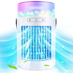 lot 9955 image: Portable Air Conditioners Fan, Evaporative Air Cooler with 7 Colors Light, 3 Wind Speeds Portable Cooling Fan, Small Personal Air Conditioner for Bedroom, Office, Camping