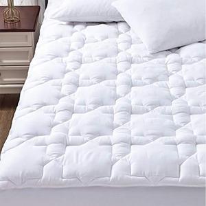 lot 9977 image: CozyLux Queen Mattress Pad Cotton Deep Pocket Mattress Cover Non Slip Breathable and Soft Quilted Fitted Mattress Topper Up to 18 Thick Pillowtop 450GSM Bed Mattress Pad White