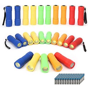 lot 9987 image: Small Mini Flashlight Set, 5 Colors, COB LED Handheld Flashlight with Lanyard,AAA Battery Included for KidsNight ReadingPartyCampingEmergencyHunting
