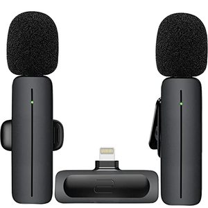 lot 9991 image: Wireless Mini Lavalier Lapel Microphone for iPhone,iPad - Cordless Double Mics Plug and Pick-up 2.4G Ultra-Low Delay Built-in Noise Reduction Chip 5H Working Time for Two-Person Creator