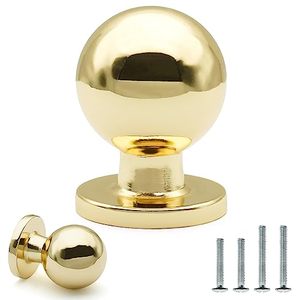 lot 9998 image: FURFITT 10 Pack Polished Brass Ball Cabinet Knobs 1 Inch25mm Diameter Shiny Gold Soild Round Drawer Dresser Knobs Vintage Kitchen Cupboard Furniture Hardware