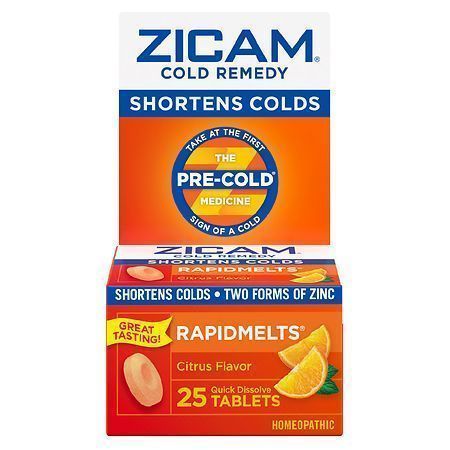 lot 500443 image: Zicam Zinc Cold Remedy RapidMelts Quick-Dissolve Tablets Citrus Flavor 25ct