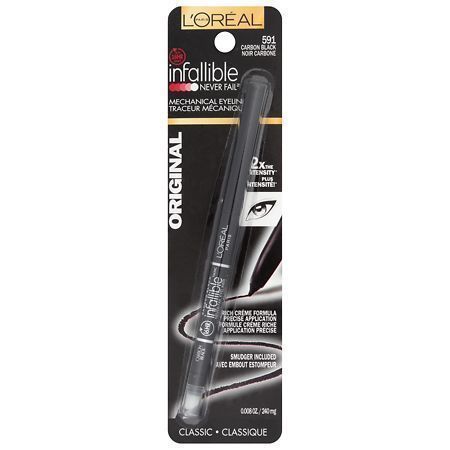 lot 500466 image: L Oreal Paris Infallible Never Fail Pencil Eyeliner with Built in Sharpener Carbon Black