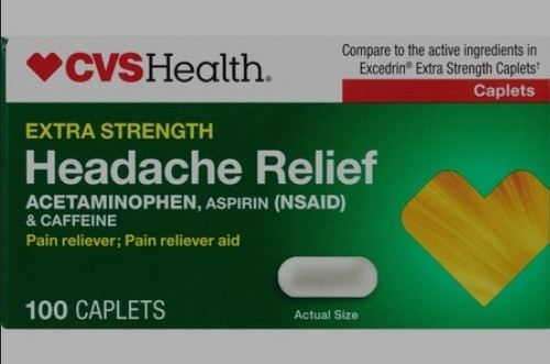 lot 77022 image: CVS Health Extra Strength Headache Relief Caplets, 100 Count