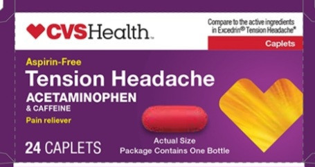 lot 520159 image: CVS HEALTH ASPIRIN FREE TENSION HEADACHE PAIN RELIEVER 24 CAPLETS