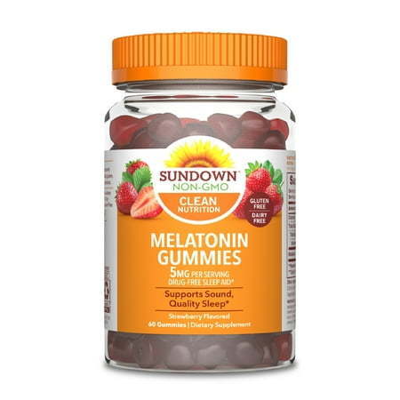 lot 520172 image: Sundown Melatonin Dietary Supplement Sleep Support 5 mg Strawberry Flavored Gummies 60 Ct