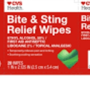 lot 520196 image: Bite and Sting Relief Wipe  Alcohol 50% Lidocaine HCL 2%  CLOTH