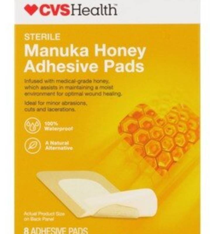 lot 520206 image: CVS Health Sterile Manuka Honey Adhesive Pads 12 Spot Bandages