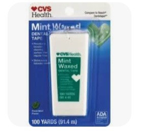 lot 520223 image: CVS Health Mint Waxed Dental Tape, 100 Yards