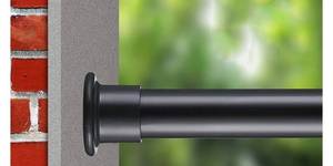 lot 35459 image: ALLZONE Heavy Duty Tension Curtain Rod for Window, 82-121 Inches, Room Divider with Adjustable Pole for Patio, Bedroom, Balcony, Hold Up Blackout Curtains and Non-Slip, Solid, Black