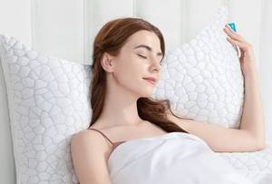 lot 35471 image: Cooling Side Sleeper Pillow for Neck and Shoulder Pain, Luxury Shredded Memory FoamBed Pillows for Sleeping Set of 2- Adjustable Queen Size Curved Pillow Neck Pillow- Bamboo Washable Pillow Cover