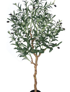 lot 35483 image: Phimos Artificial Olive Tree Tall Fake Potted Olive Silk Tree with Planter Large Faux Olive Branches and Fruits Artificial Tree for Modern Home Office Living Room Floor Decor Indoor (4FT)